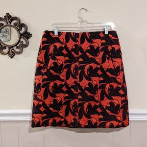 Ann Taylor Orange Navy Blue Design Skirt Size 10